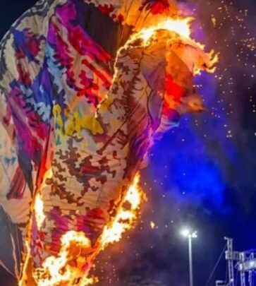 Se incendia Globo de 12 metros durante el Festival del Globo en Tahmek, Yucatán.