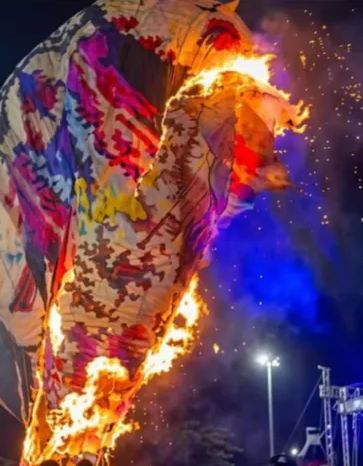 Se incendia Globo de 12 metros durante el Festival del Globo en Tahmek, Yucatán.