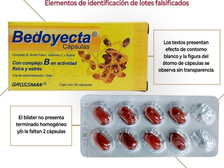 Alerta COFEPRIS sobre la falsificación de Bedoyecta